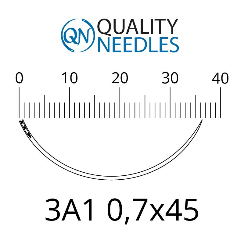 Голки хірургічні колючі, 3/8, пружинне вушко, розмір 0,7х45 мм, 10 шт.